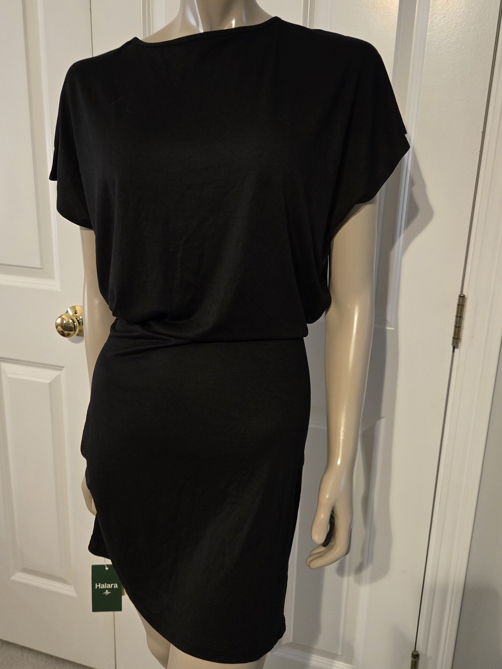 SOLD - NWT Halara Black Ruched Mini Dress | Soft Modal Blend | Size Large - Picture 3 of 8